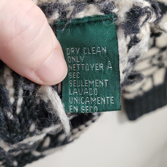 Lauren Ralph Lauren PP Wool Sweater Aztec Snowflake Mock Neck Charcoal Petite - Picture 8 of 11